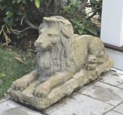 Pair of Cast Sandstone Lions